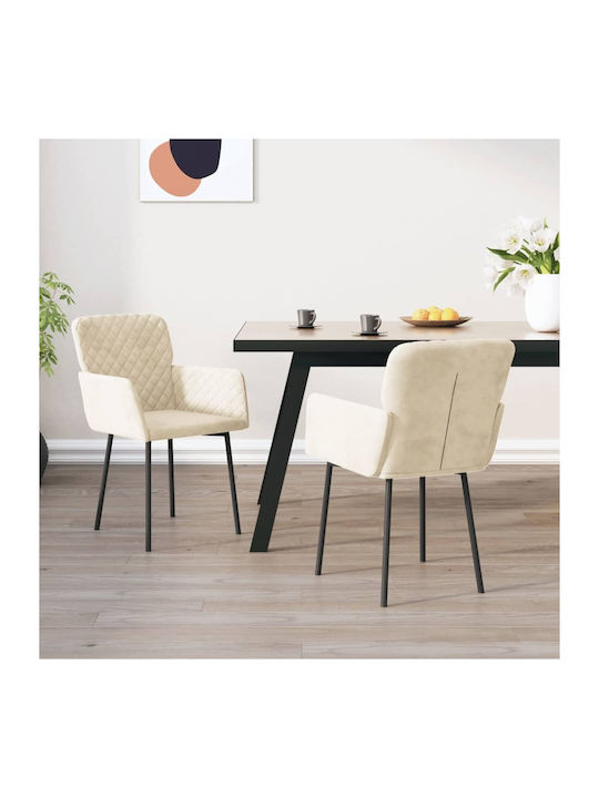 Dining Room Velvet Armchair Κρεμ 51.5x61x78.5cm 2pcs