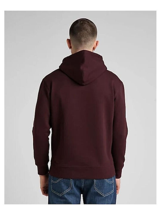 Lee Men's Sweatshirt with Hood and Pockets Burgundy