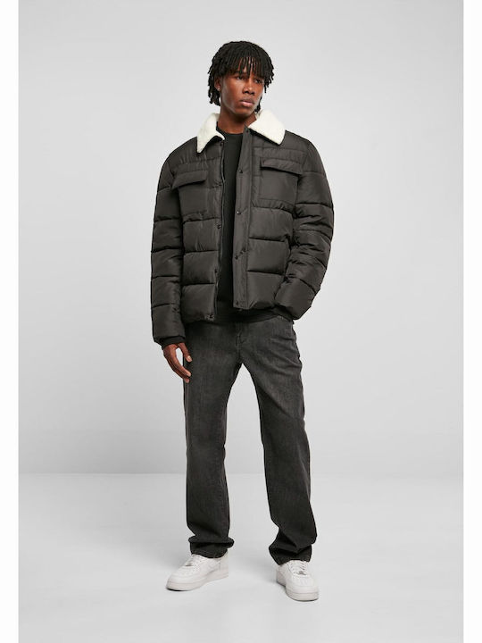 Sherpa Winter Jacke Puffer Schwarz