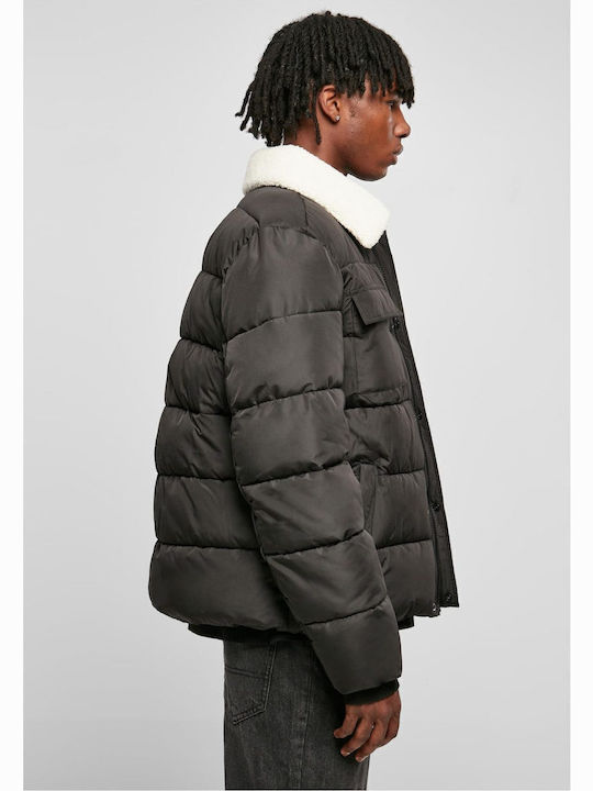 Sherpa Winter Jacke Puffer Schwarz