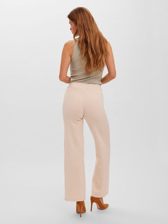 Vero Moda Γυναικείο Υφασμάτινο Παντελόνι σε Loose Εφαρμογή Μπεζ