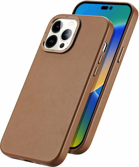 Dux Ducis Grit Back Cover Synthetic Leather 2mm Brown (iPhone 14 Pro) HU-6934913036983