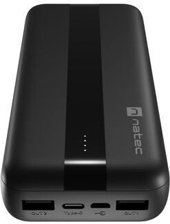 Natec Trevi Power Bank 20000mAh με 2 Θύρες USB-A και Θύρα USB-C Μαύρο