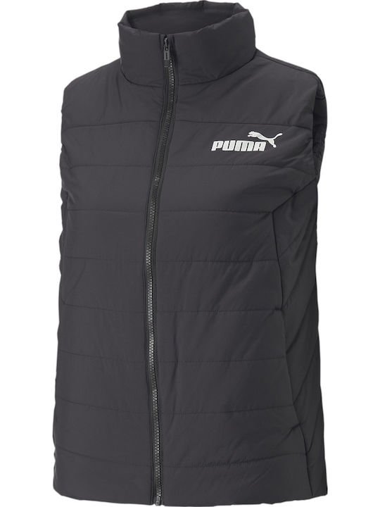 Kurz Damen Ärmellos Puffer Jacke für Winter Schwarz