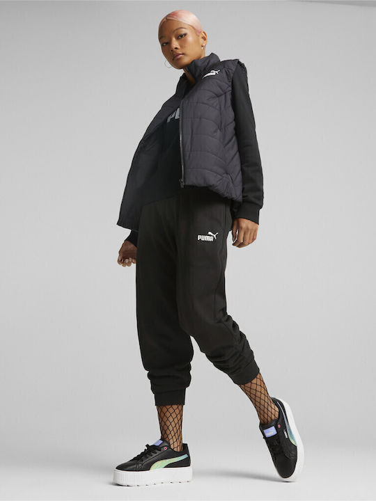 Kurz Damen Ärmellos Puffer Jacke für Winter Schwarz