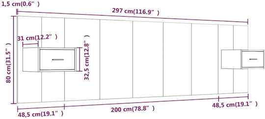vidaXL Wooden Bed Headboard Gray Sonoma 200x80cm