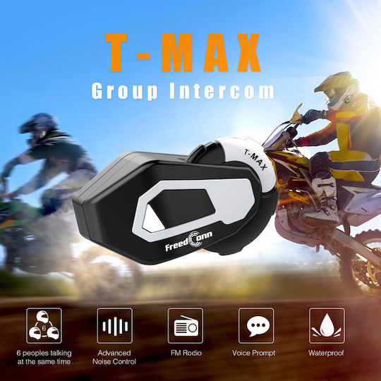 FreedConn T-MAX-S Мотоциклетна комуникационна система за един каскет с Bluetooth