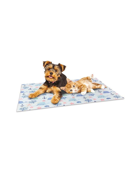 Croci Tappetino Breeze Whales Matratze für Hunde Rechteck Kühlendes 90x50cm.