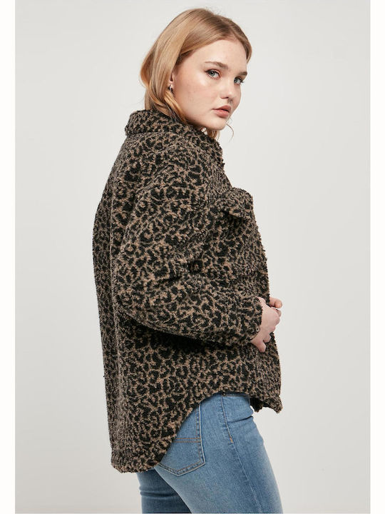 Sherpa Damen Braun Overshirt Oversized