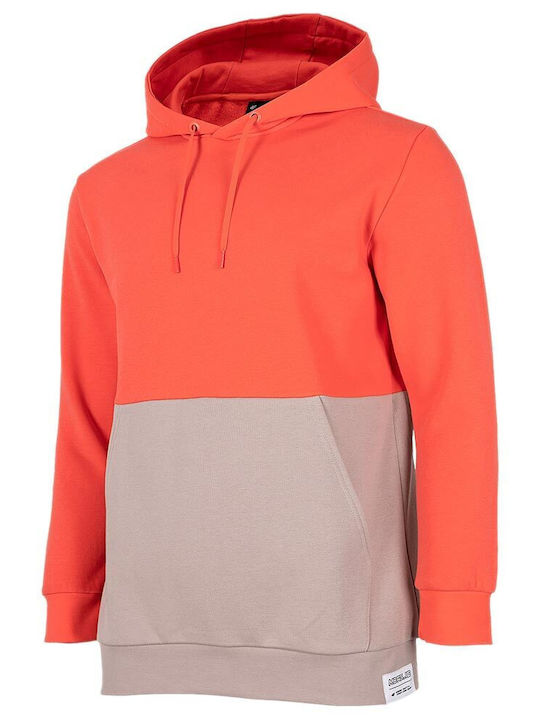 4F Herren Sweatshirt mit Kapuze und Taschen Orange