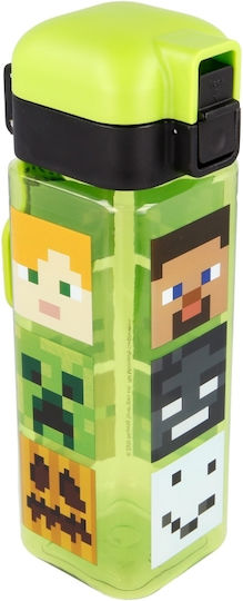 Stor Minecraft Safety Lock Square Kinderflasche Minecraft Kunststoff Auslaufsicher Grün 550ml