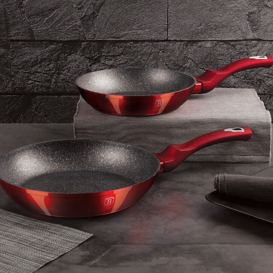 Berlinger Haus Metallic Line Pfannen-Set aus Aluminium Burgundy Collection mit Innenbeschichtung aus Stein 2 Stück