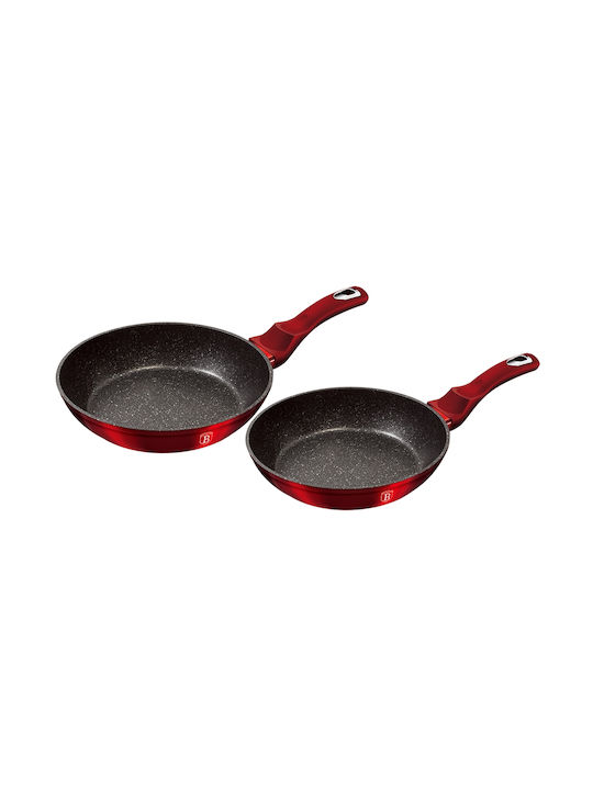 Berlinger Haus Metallic Line Pans Set of Aluminum with Stone Coating Burgundy Collection 2pcs