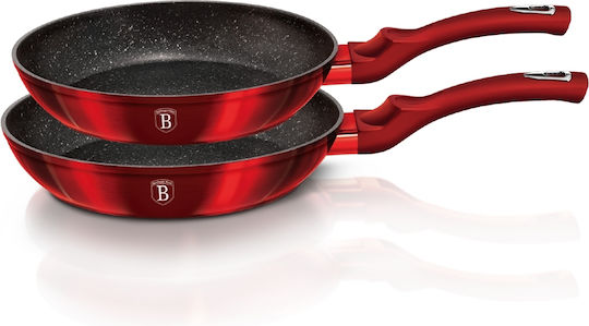 Berlinger Haus Metallic Line Pfannen-Set aus Aluminium Burgundy Collection mit Innenbeschichtung aus Stein 2 Stück
