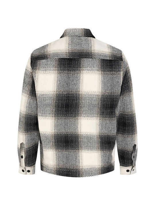 Anerkjendt Men's Checked Shirt with Long Sleeves Gray