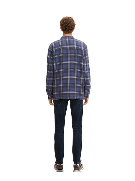 Μακρυμάνικo Overshirt Καρό Μπλε