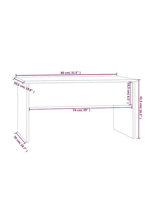 Rectangular Central Wooden Coffee Table with Lifting Mechanism Brown M80xW50.5xH41.5cm