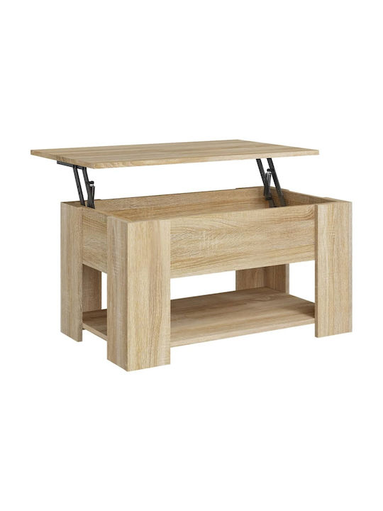 vidaXL Rechteckiges Zentral Kaffeetisch Aus Holz Mit Hebemechanismus Beige M79xB49xH41cm
