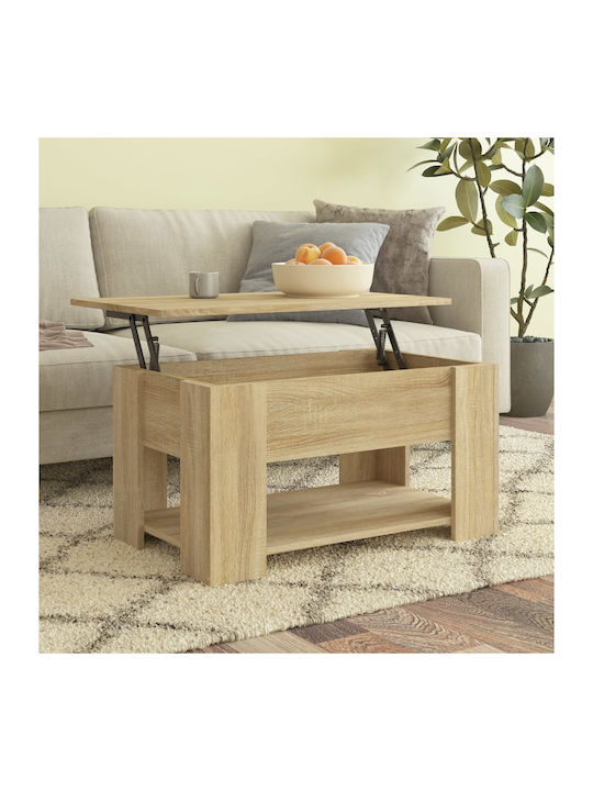 vidaXL Rechteckiges Zentral Kaffeetisch Aus Holz Mit Hebemechanismus Beige M79xB49xH41cm