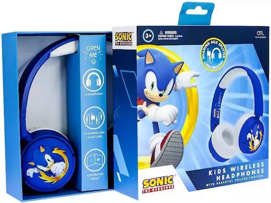 OTL Sega Sonic The Hedgehog Kids Безжични / Жични On Ear Слушалки с 24 часа Работа Сини