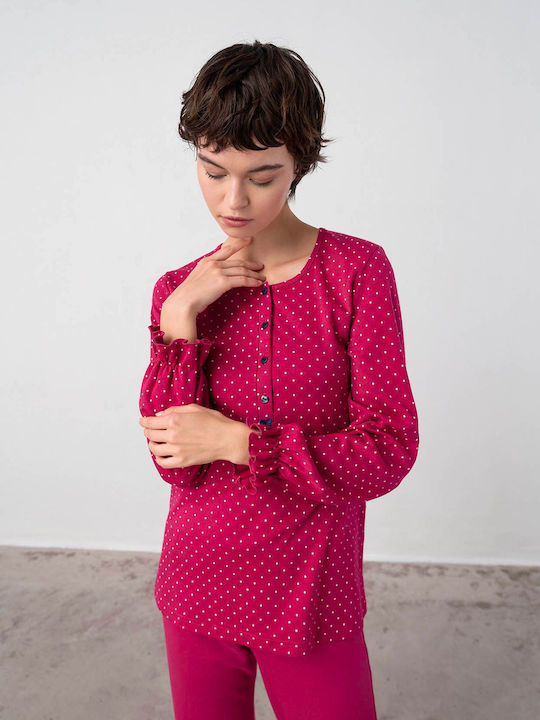 Vamp De iarnă Set Pijamale pentru Femei De bumbac Red Cerise