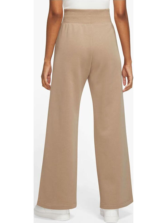 Sportswear High Waist Sweatpants Wide Fleece Beige