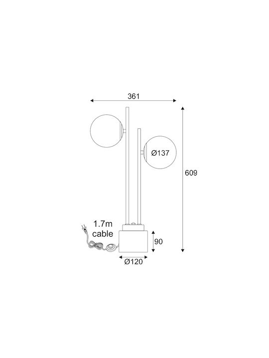 Aca Quadro Dekorative Lampe mit Fassung für E14 Lampe Schwarz