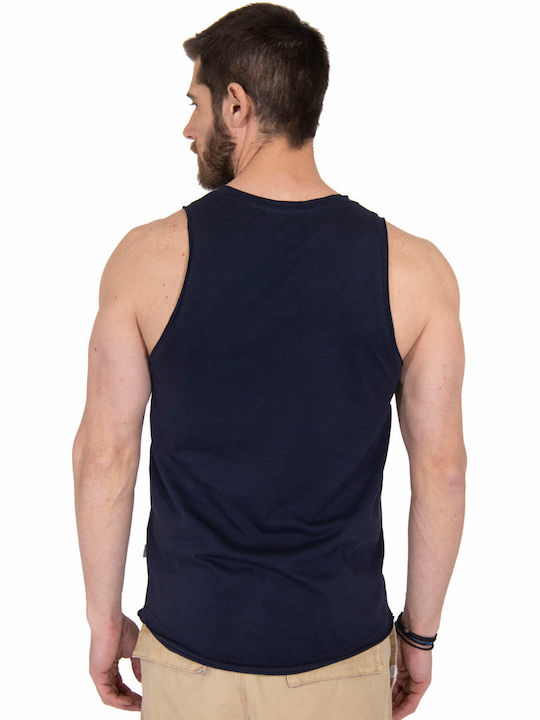 Solid Men's Sleeveless Blouse Navy Blue