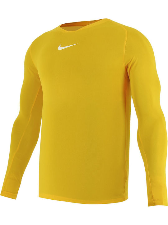 Nike First Layer Herren Sportliches Langarmshirt Dri-Fit Gelb