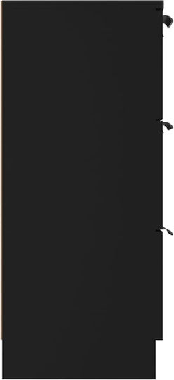 Wooden Chest of Drawers with 3 Drawers Black 60x30x70cm