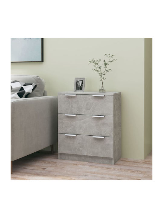 Wooden Chest of Drawers with 3 Drawers Γκρι Σκυροδέματος 60x30x70cm