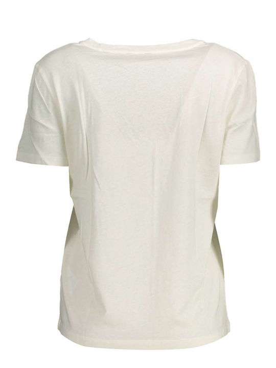 Gant Γυναικείο T-shirt με V Λαιμόκοψη Λευκό