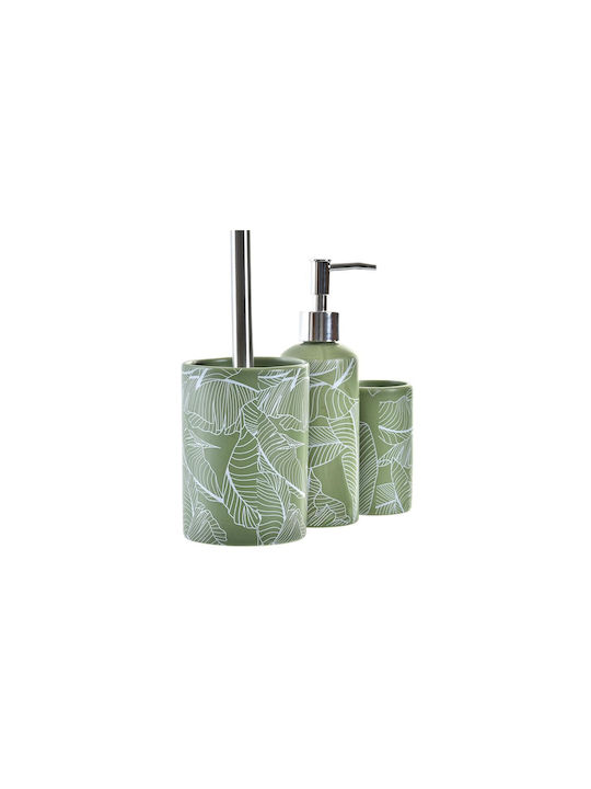 DKD Home Decor Σετ Αξεσουάρ Μπάνιου Κεραμικό Πράσινο 3τμχ