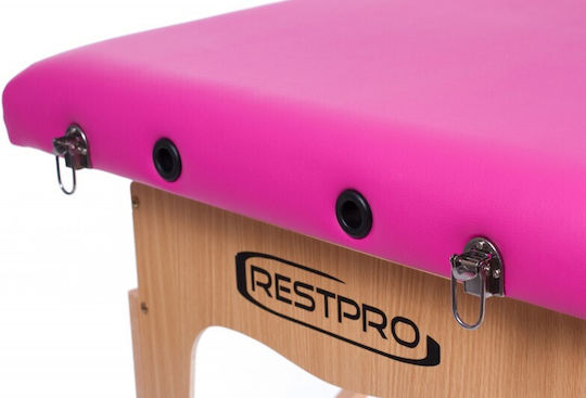 Rest Pro Classic 2 + Massage Bolsters Pat Masaj și Fizioterapie Portabil/Pliabil Roz din Lemn 192x70cm