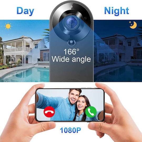 GloboStar Безжично Bell за Врата Wi-Fi 1080P Черен
