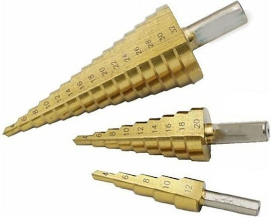 Ingco Industrial Set of 3 HSS-Co Tapered Conical Drills HSS with Hexagonal Shank for Metal