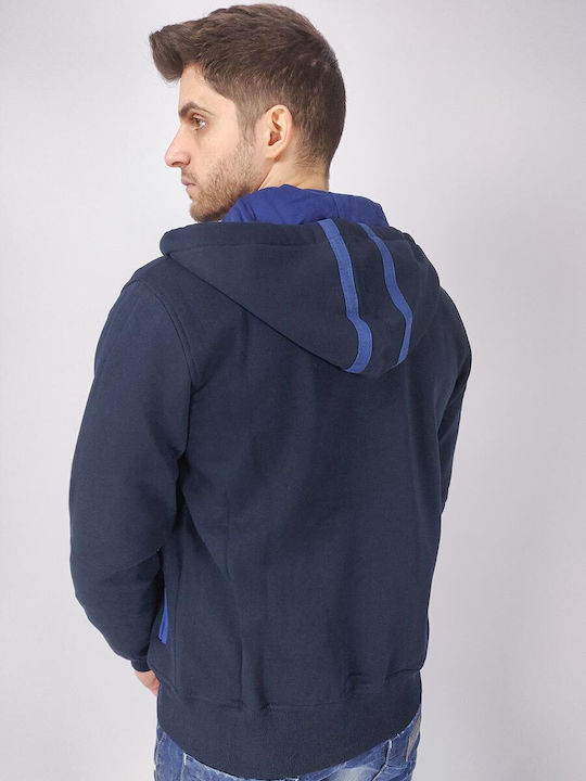 Arma Men's Sweatshirt Jacket with Hood and Pockets Blue