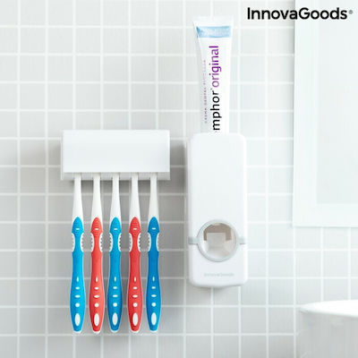 InnovaGoods Baza de susținere a periuței de dinți cu Dozator Automat de Pastă de Dinti Tapet Plastic Albă