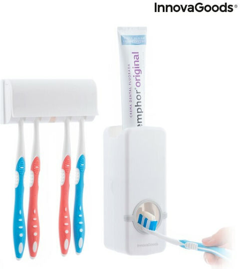InnovaGoods Diseeth Toothbrush Support Base with Automatic Toothpaste Dispenser Wallpaper Plastic White