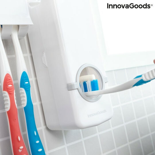 InnovaGoods Diseeth Toothbrush Support Base with Automatic Toothpaste Dispenser Wallpaper Plastic White
