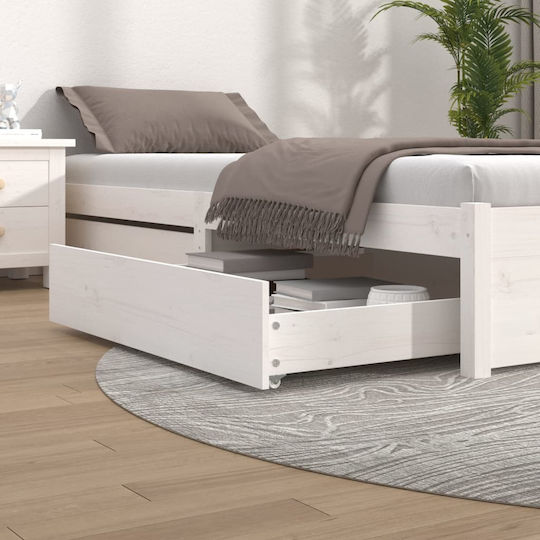 vidaXL Sertar de pat din Lemn cu Roți în Culoare Alb 95x93x18cm 2buc