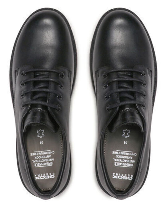 Girls Leather Moccasins with Laces Casey Black