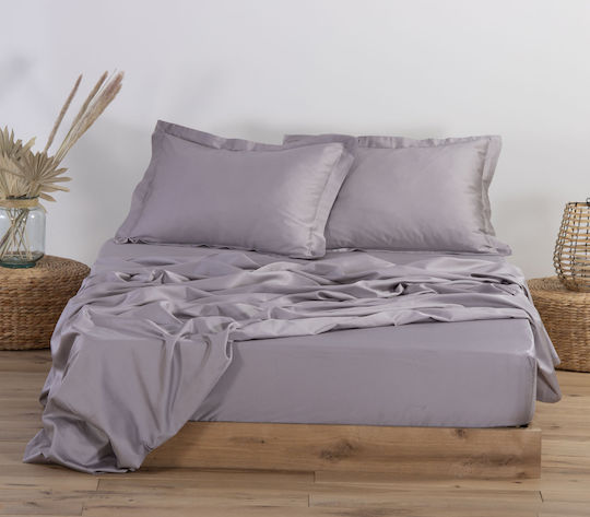Nef-Nef Homeware Elements Σεντόνι Υπέρδιπλο με Λάστιχο 160x200+35εκ. Grey