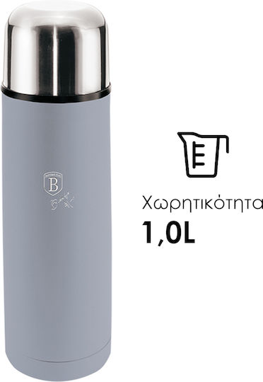 Berlinger Haus Aspen Collection Bottle Thermos Stainless Steel 1lt Gray with Cap-Cup