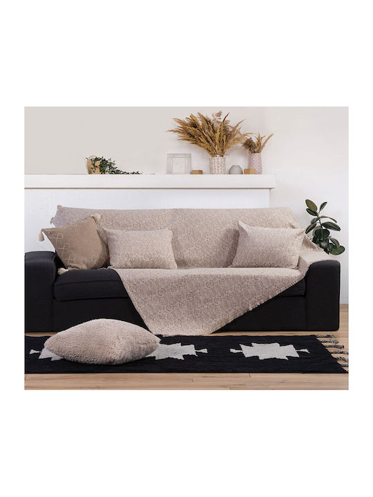 Nef-Nef Homeware Zweisitzer-Sofa Überwurf Wisely 170x250cm Beige 032306