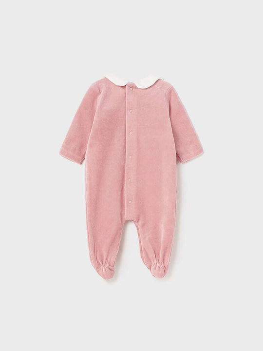 Mayoral Baby Bodysuit Set Long-Sleeved Velvet Pink