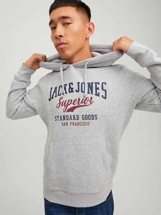 Jack & Jones Ανδρικό Φούτερ με Κουκούλα Γκρι