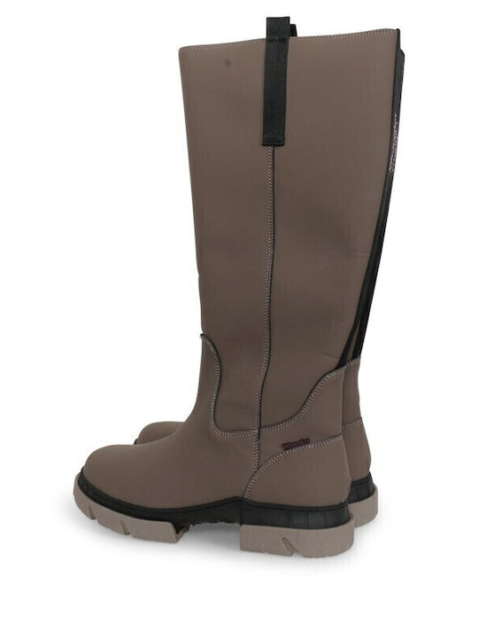 Synthetic Leather Women's Boots with Zipper Atlanta Beige