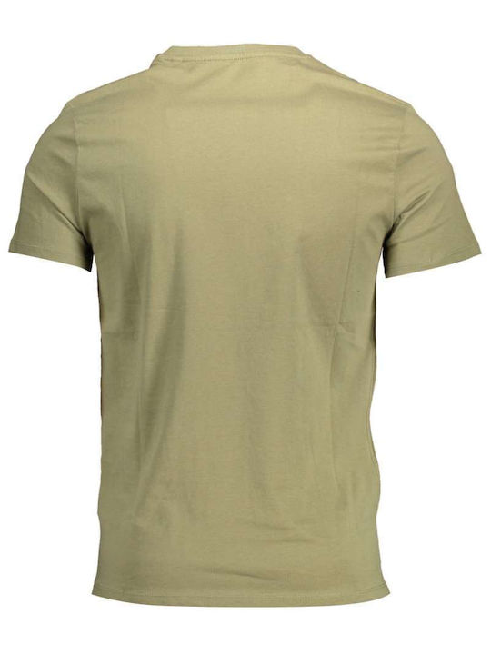 Guess Herren T-Shirt Kurzarm mit V-Ausschnitt Grün