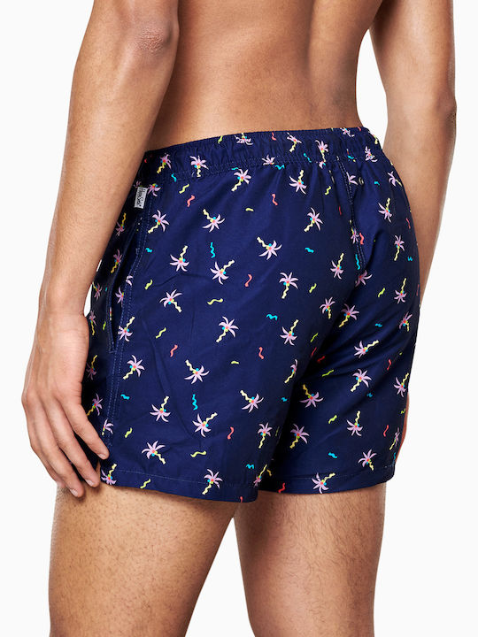 Happy Socks Confetti Palm Men's Swimwear Shorts Navy Blue with Patterns